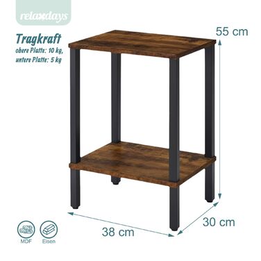 Relaxdays Приставний столик Індустріальний, 2 яруси