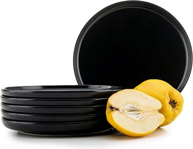 Консімо. Тарілки для сніданку на 6 персон - Набір з 6 тарілок для тортів - Керамічні десертні тарілки - VICTO Modern Small Plates - 20 см - (Чорні)
