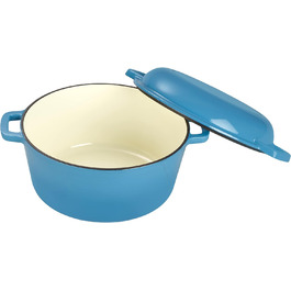 Набір Echtwerk для запікання та сервірування 2-в-1, чавунна сковорода з кришкою, чавунна каструля з емальованим покриттям, підходить для духовки, гриля, барбекю та індукції, 3,5 л, Ø 25,3 см (світло-блакитний)