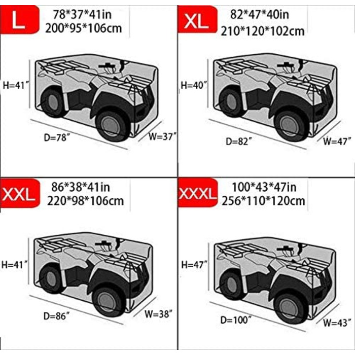Чохол для квадроцикла ucare чотиримісний брезент для квадроцикла захисний чохол для автомобіля всепогодний відкритий позашляховий чохол для автомобіля (XL 210*120*102 см)