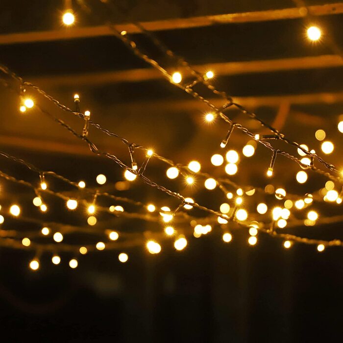 Світлодіодна гірлянда на ланцюжку, світильник на темно-зеленому шнурі з підсвічуванням для різдвяної ялинки, саду ,весільної вечірки (500 світлодіодів, теплий білий)