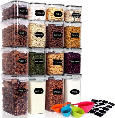 Набори контейнерів для зберігання Caliyo з кришкою, герметичні, 16 шт. - для продуктів харчування, BPA-Free