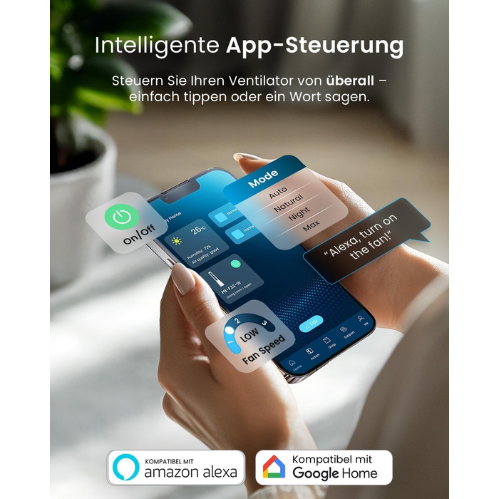 Вентилятор Pro Breeze OmniAir з очищувачем повітря, 105 см - безлопасний, осциляція 75°, пульт, HEPA 13, LED дисплей, 10 швидкостей, тихий, 5 режимів, Smart App, чорний