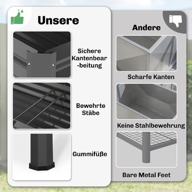 Підвищене грядка з металу, великий ящик для вирощування рослин з підсилювальними ребрами та флізеліном, 180 x 55 x 80 см, темно-сірий