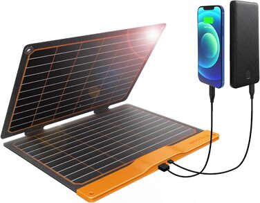 Сонячна панель 20 Вт, сонячна панель Flexsolar Складна 2-портова (USB-A, USB-C) сонячна панель, портативна легка аварійна панель ETFE, водонепроникна IP67, Походи, Кемпінг, Для мобільних телефонів Акумулятори Планшети Power Bank S20