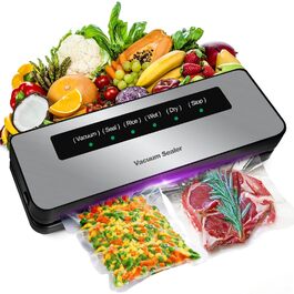 Вакууматор для продуктів 6 в 1, автоматичний вакуумний пакувальник для сухих та вологих продуктів з зовнішнім режимом вакуумування та набором з 20 пакетів