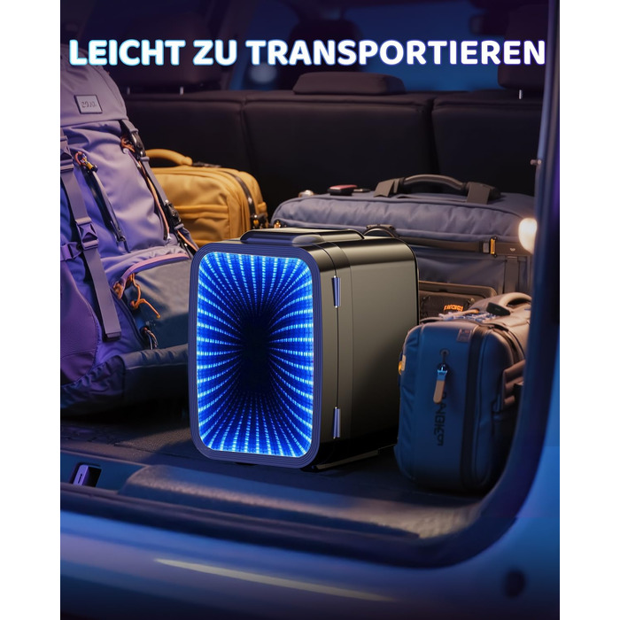 Міні-холодильник LIGIANT MF01C на 4л з підсвіткою (7 режимів), функція охолодження та підігріву, AC/DC, для авто, офісу та геймерської кімнати, чорний