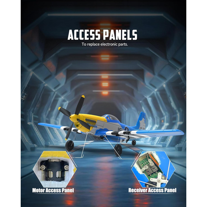 Літак на радіокеруванні VolantexRC 761-5 P51 Mustang RTF для початківців з Xpilot, 4 канали, готовий до польоту