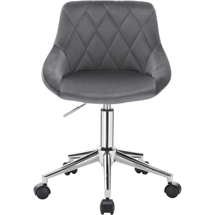Офісний стілець EUGAD стілець на коліщатках стілець для роботи стілець для косметики стілець для робочого столу обертовий стілець крісло-коляска офісне крісло клубне крісло регульоване по висоті обертове крісло з коліщатками, оксамит, 0033bgy (темно-сірий