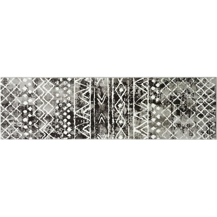 Нековзний миється з мікрофібри Geometric Tribal (60x210 см, чорний), 60x240