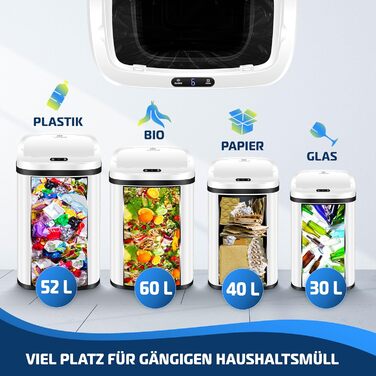 Сміттєве відро KESSER® Sensor з датчиком руху, 30 л, нержавіюча сталь, з м'яким закриттям кришки та LCD-дисплеєм
