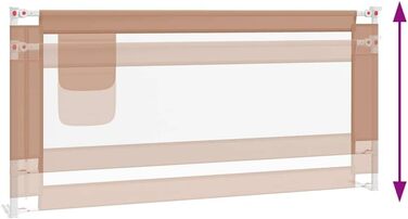 Бортик для ліжка дитячого vidaXL 200x25 см, бежевий (Taupe), захист від випадання, тканинний