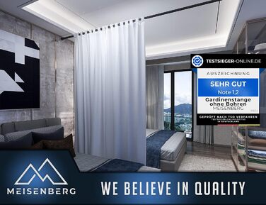 Телескопічна штанга для кріплення 260-310 см, матовий чорний, Ø 25 мм, багатофункціональна штанга без свердління. Підходить для штор, душових штор, ванних кімнат та балконів.