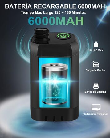 Портативна душова кабіна для кемпінгу AUTOPkio з акумулятором 6000mAh, цифрова панель керування, чорна