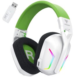 WESEARY WG1 Бездротові ігрові навушники з мікрофоном 2.4G для PS5, PS4, PC, Switch, Mac, Bluetooth, 7.1 Surround Sound, шумозаглушення, LED підсвітка, 50 годин роботи, Jade-Nebel