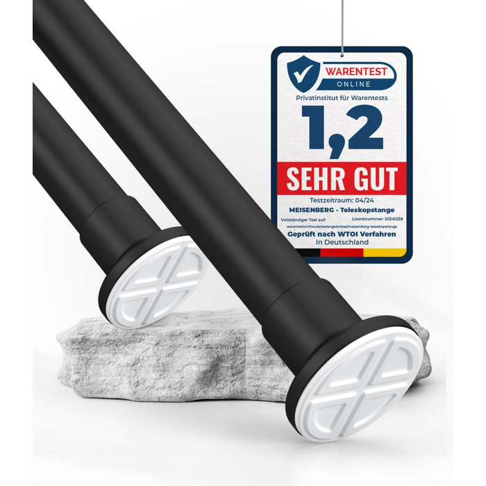 Штанга для душу без свердління 160-210 см, Ø 32 мм, з кріпленнями - для завіс у ванну, міжкімнатні перегородки та кухня