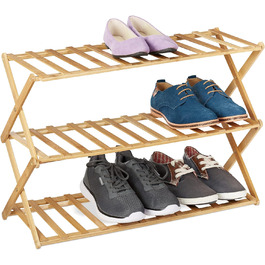 Бамбукова підставка для взуття Relaxdays, 3 рівні, 9 пар взуття, ВхШхГ 46x67x26 см
