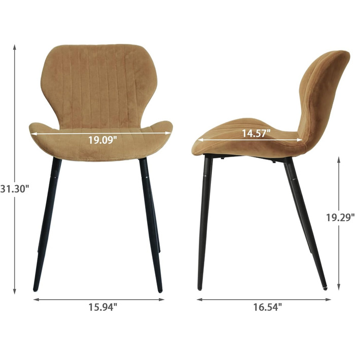 Набір з 2-х обідніх крісел CangLong, м'який крісло-релакс для кухні, їдальні та вітальні, гостьові крісла з масивними дерев'яними ніжками (колір: коричневий)