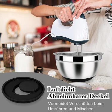 Набір місок Homikit з нержавіючої сталі, 6 шт. з тертками, кришкою та силіконовим дном, 4.6/2.8/2.5/1.6/1.2/0.7 л, чорний