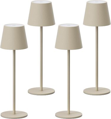 LED-лампа K-Bright на акумуляторі, 4 шт., диммування, 36.5 см, IP54, тепле світло 2700K, USB-C, бежевий