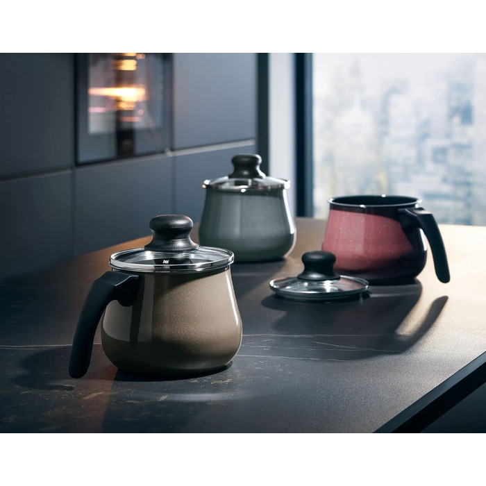 Каструля WMF Fusiontec Mineral Milchtopf з кришкою Gladeckel 12 см, для приготування молока, індукційна, з високотехнологічної кераміки, жароміцна, стійка до подряпин, колір: коричневий