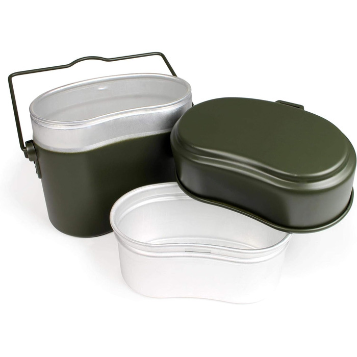 Набір посуду Normani Bundeswehr Федеральні столові прибори алюмінієвий посуд BW чашка з нержавіючої сталі (оливкова 3, одного розміру)