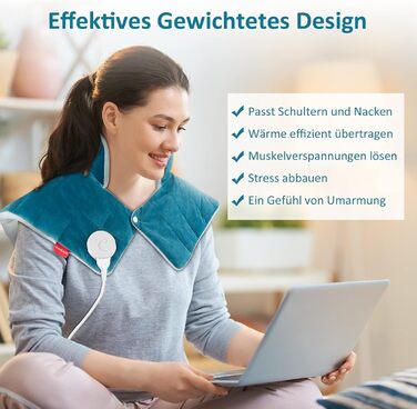 Електричний гріючий накидка Comfytemp для шиї та плечей з 9 рівнями нагріву, таймером до 9 годин, вагою 1 кг, 56x48 см, Navy Blue (темно-синій), пральна