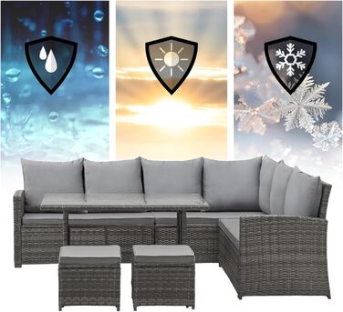 Кутовий диван садовий SVITA Monroe з ротангу (поліротанг) сірий - комплект меблів для відпочинку