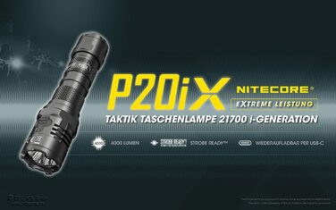 Унісекс P20iX тактичний надпотужний ліхтарик, чорний, універсальний і NTK05 ультра крихітний титановий брелок для ключів комплект з титановим брелоком для ключів