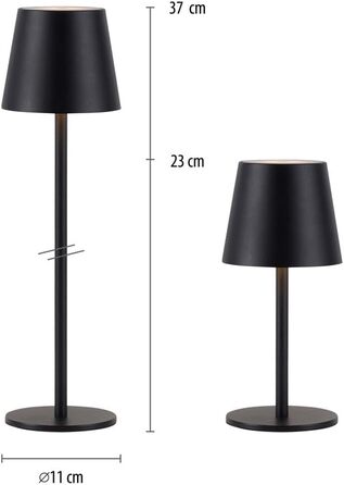 LED настільна лампа SellTec на акумуляторі, USB, білий колір, диммер, IP54, для саду, тераси, кемпінгу (чорний)