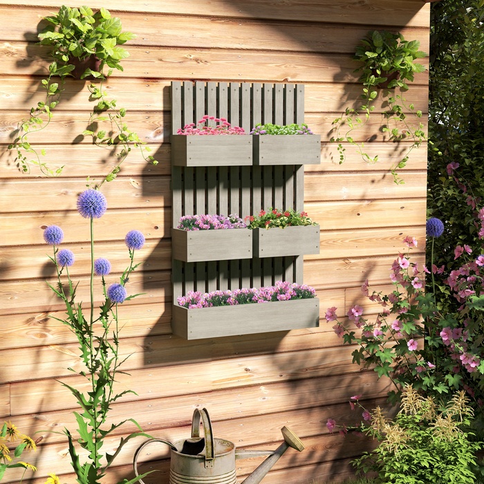 Підвищене грядка з дерева, регульована грядка для вирощування рослин з опорою для ліан, теплиця для розсади, садовий грядка 60x16x100 см, сірий