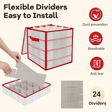 Ящик для зберігання новорічних кулі: органайзер для 64 куль, 4 яруси, 34x34x34 см