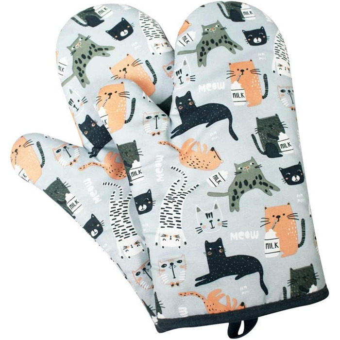 Термостійкі рукавички для духовки потовщені термостійкі рукавички для випічки, рукавички для випічки, бавовна, (безкоштовна кішка, 1 пара)