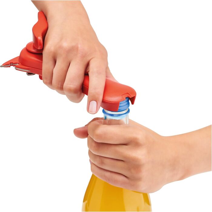 Відкривачка для консерв Kuhn Rikon 5-в-1, чорна: банки, пляшки, кришки, автоматичне захоплення краю, 18 x 9.5 x 6.3 см