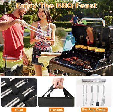 Набір гриля з нержавіючої сталі на 28 предметів з кейсом - аксесуари для гриля, кемпінгу, подарунок для чоловіків