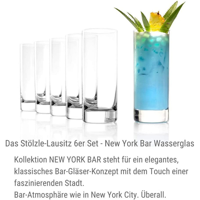 Стакани для води Stlzle Lausitz серії New York Bar I набір з 6 склянок можна мити в посудомийній машині I великі келихи для соку I Універсальні келихи з безсвинцевого кришталю I Висока якість (380 мл)