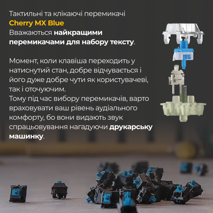 Механічна клавіатура Ducky One 3 TKL Cherry MX Blue RGB Black UA