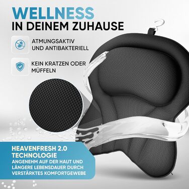 Преміум подушка для ванни XXL рожева | Додаткова підтримка для шиї та плечей | Швидковисихаюча, пральна подушка для ванни з 4 великими присосками | Подушка для ванни рожева (XX-Large, Чорний)