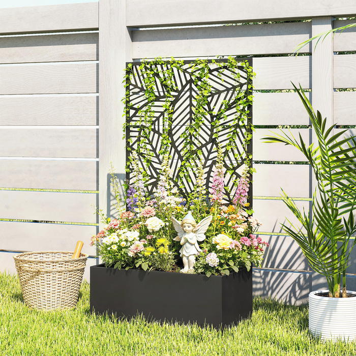 Підвищене грядка з металу з шпалерою для в'юнких рослин, самостійна або для кріплення до стіни