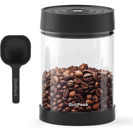 OUTPEAK Neo 2025 Kilo Auto-Vakuum-Kaffeedose: Герметичний контейнер для кави на 1,5 л (500 г) з автоматичним вакуумом, нержавіюча сталь, для бариста, подарунок (великий, матовий чорний) (G750)