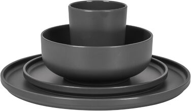 Набір посуду для кемпінгу Bo-Camp Melamin 16 предметів: тарілки, чашки, посуд для подорожей, колір антрацит