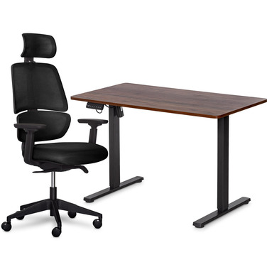 Комплект Mealux PowerDesk Lite Walnut + Leo Air Plus Black (арт. EVO-201 Lite Walnut /B +Y 546 KB)