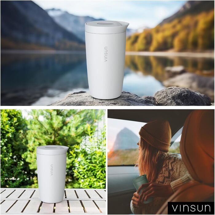 Термокружка VINSUN 350 мл з нержавіючої сталі, подвійні стінки, Quick Press, для кави та інших напоїв