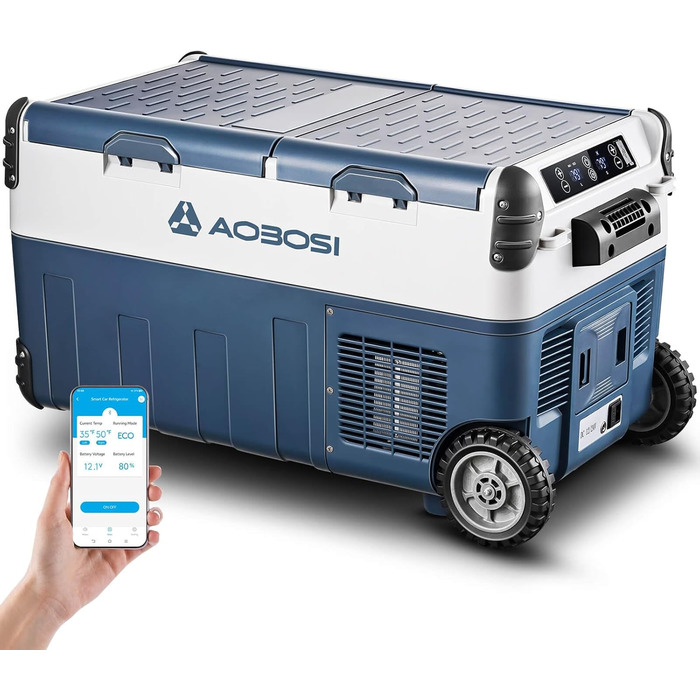 Холодильник автомобільний AAOBOSI Kompressor Dual Zone 30L, -20°C до 20°C, 12V/230V, для авто, кемпінгу та риболовлі, блакитний
