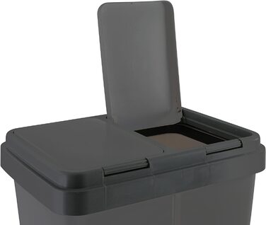 Двомісний контейнер для сміття Ribelli Duo з кришкою Пластикова сміттєва корзина для кухні Сміттєва корзина з захистом від запаху Система поділу сміття 2 x близько 25 літрів-Колір антрацит