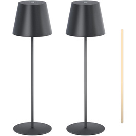 MALUX 2 шт. LED настільна лампа бездротова з сенсором, для дому та вулиці, перезаряджувана, з таймером, 3 режими температури, регулювання яскравості, чорний колір