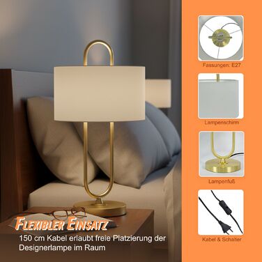 Relaxdays Настільна лампа U-подібної форми з лляним абажуром