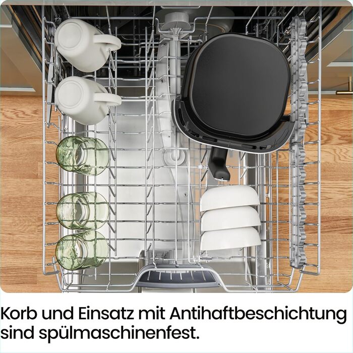 Фритюрниця Chefman 2L з гарячим повітрям - компактна, з антипригарним покриттям, для швидких та простих страв, з цифровим таймером та нагадуванням про струшування - сіра