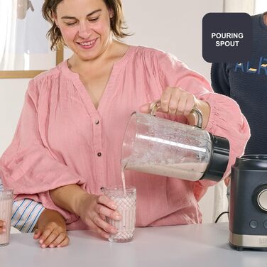 Блендер Black+Decker BXJB1201E 2200W з 2.2L скляною ємністю, 8 швидкостей, 6 нержавіюючих лез, функцією імпульсу, для приготування смузі та подрібнення льоду, LED-дисплей, система безпеки