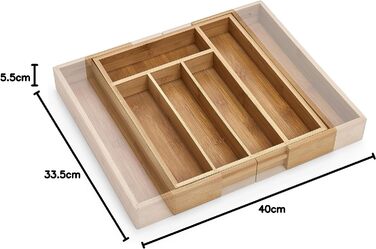 Ящик для столових приладів Celler 25322, висувний, бамбуковий, розміром приблизно 29-40 х 33,5 х 5 см